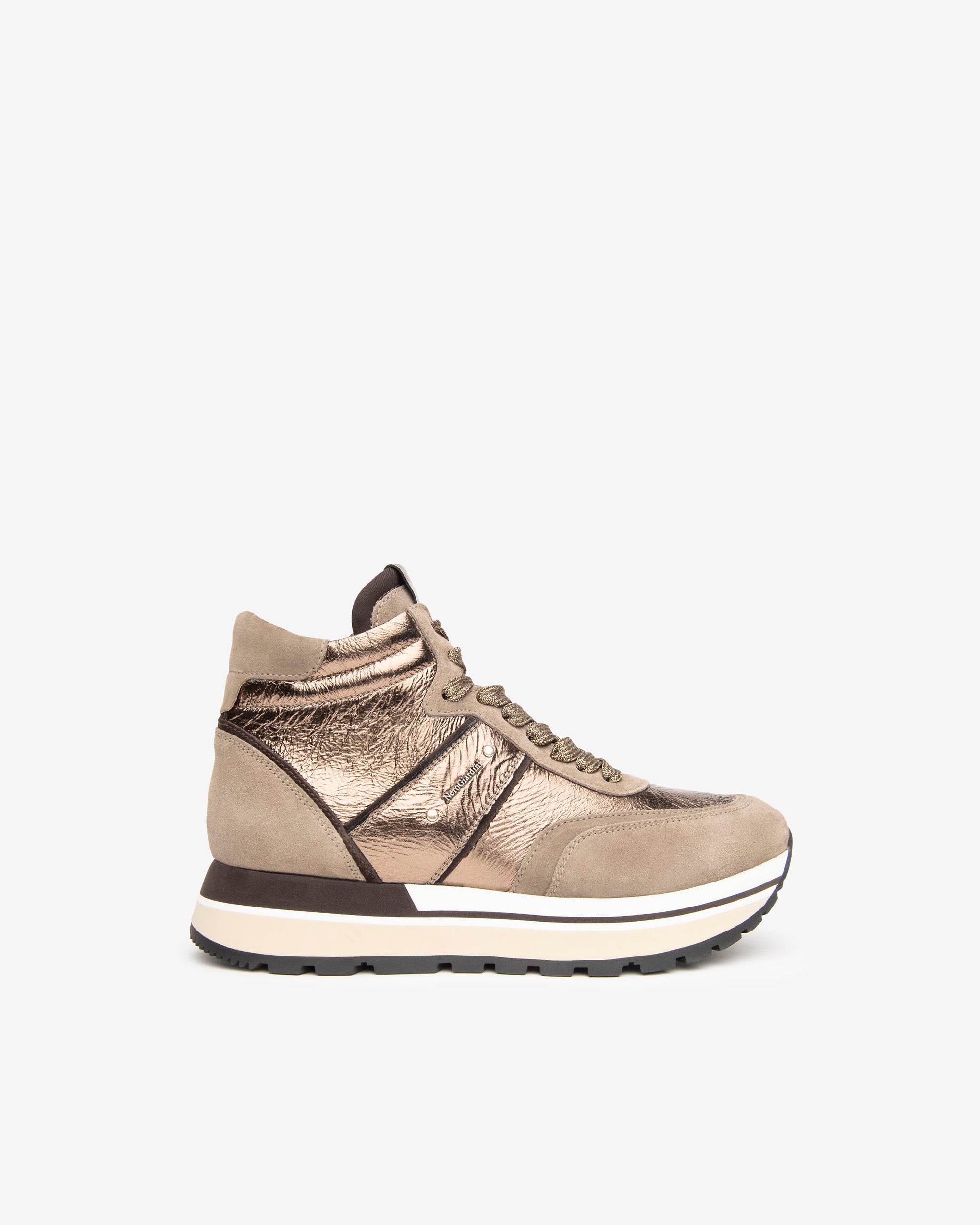  Damen-Sneaker mit hohem Schaft aus Leder und Wildleder