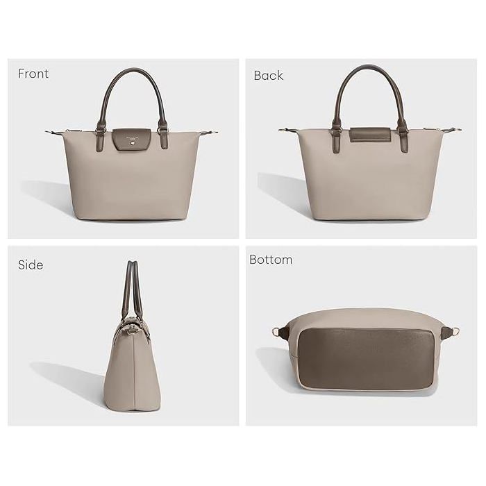 David Jones - Bolso tote de nailon para mujer - Bolso de compras suave, bolso de hombro/bandolera - Elegante y a la moda - Marrón topo