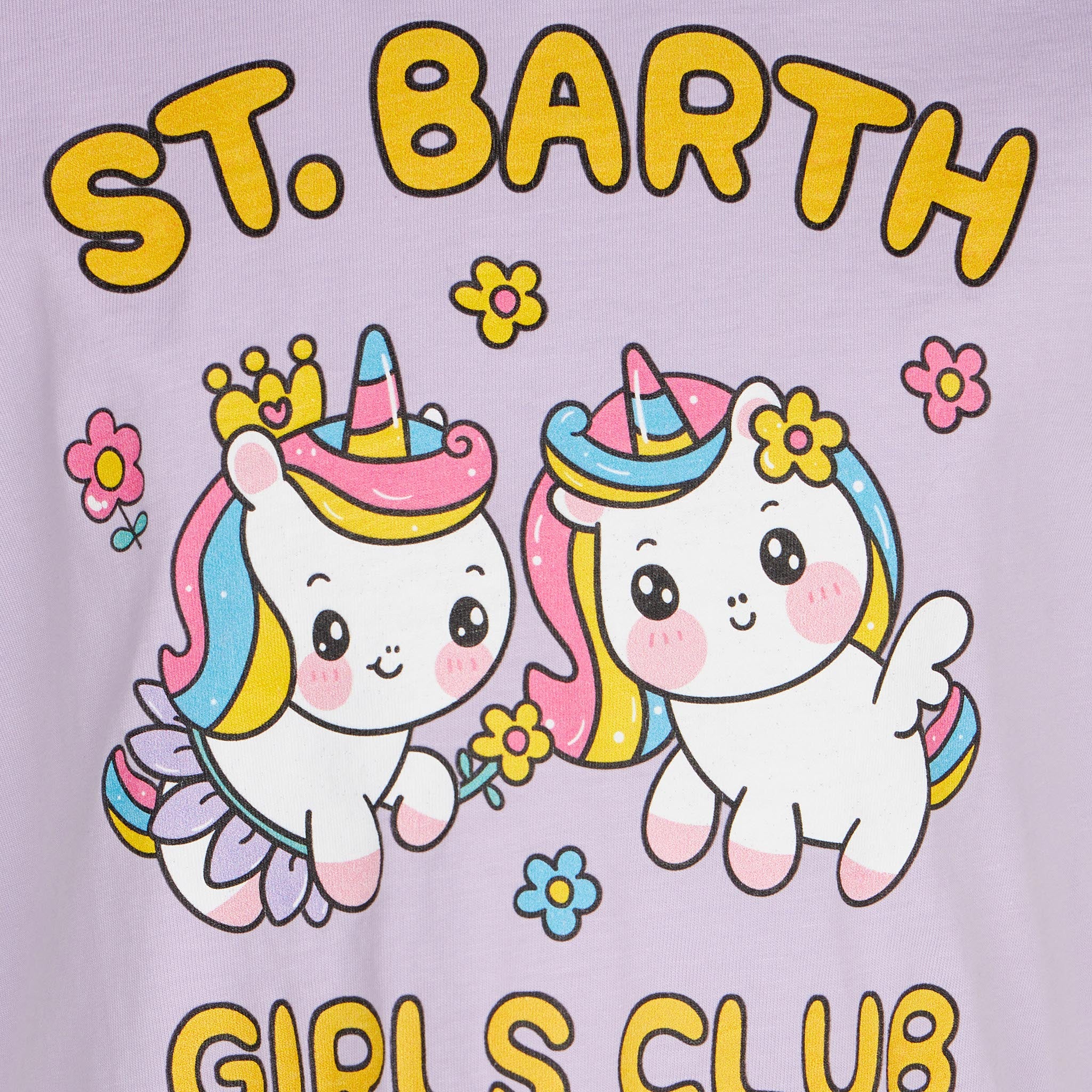 Mädchen-T-Shirt mit St. Barth Girls Club und Einhorn-Aufdruck