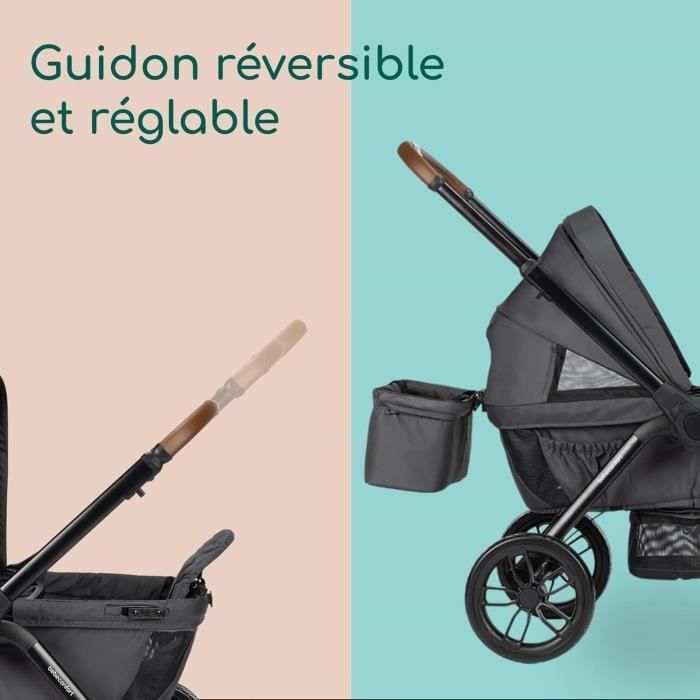 BEBECONFORT HELIOS, Passeggino doppio, Per tutti i terreni, Compatto e pieghevole, Carrello, Da 0 a 4 anni, Da 0 a 22 kg, GRAFITE MINERALE