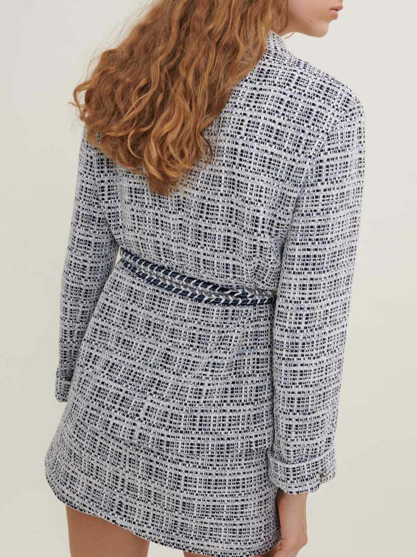 Tweedjasje met riem - Blauw