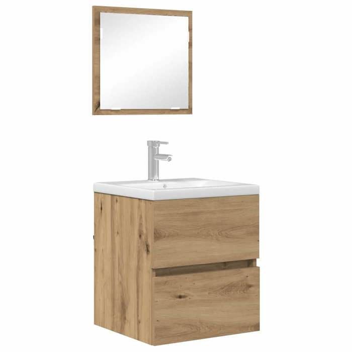 Mueble de baño marrón - SARAZYJ - Mueble para inodoro - Roble artesanal 41 x 38,5 x 45 cm LL1318