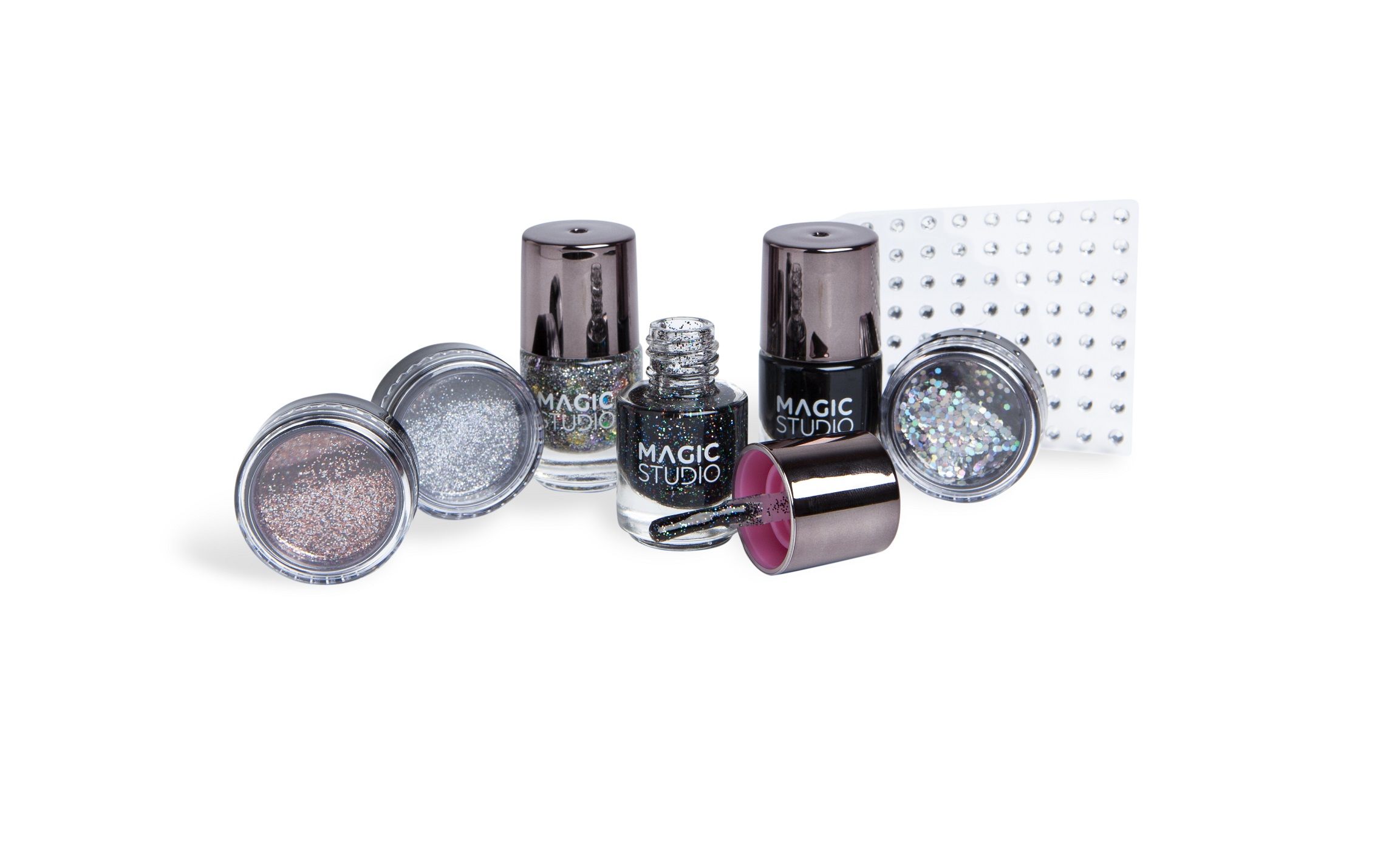 Комплетан сет за нокте са црним кристалима Декорација и уметност ноктију