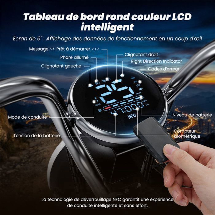 Moto électrique - AGILERIDE - AE-P1 - Moteur 2000 W - Batterie 48V 20Ah - Autonomie 80-90 km