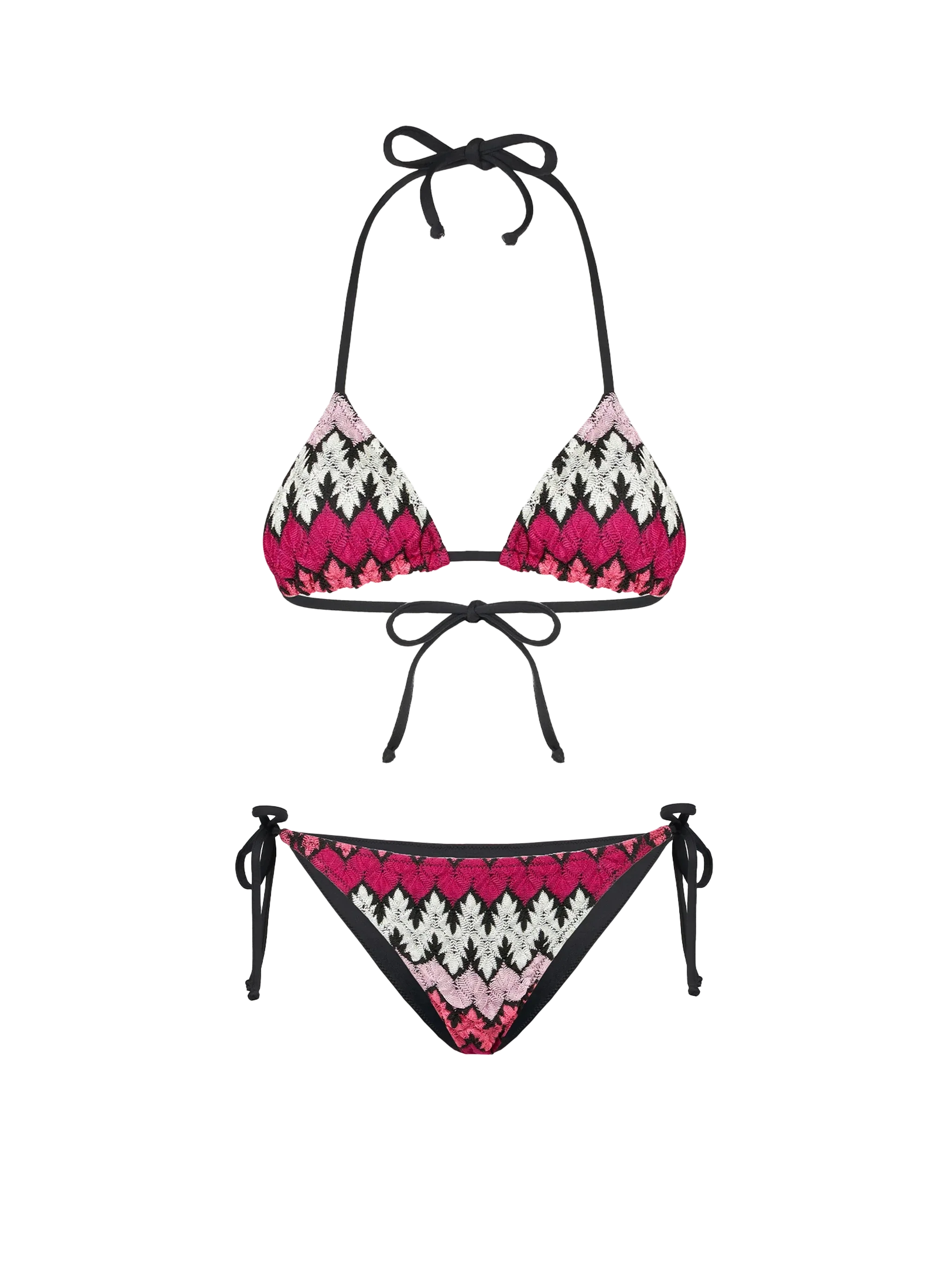 Damesbikini met chevronpatroon en driehoekige cups