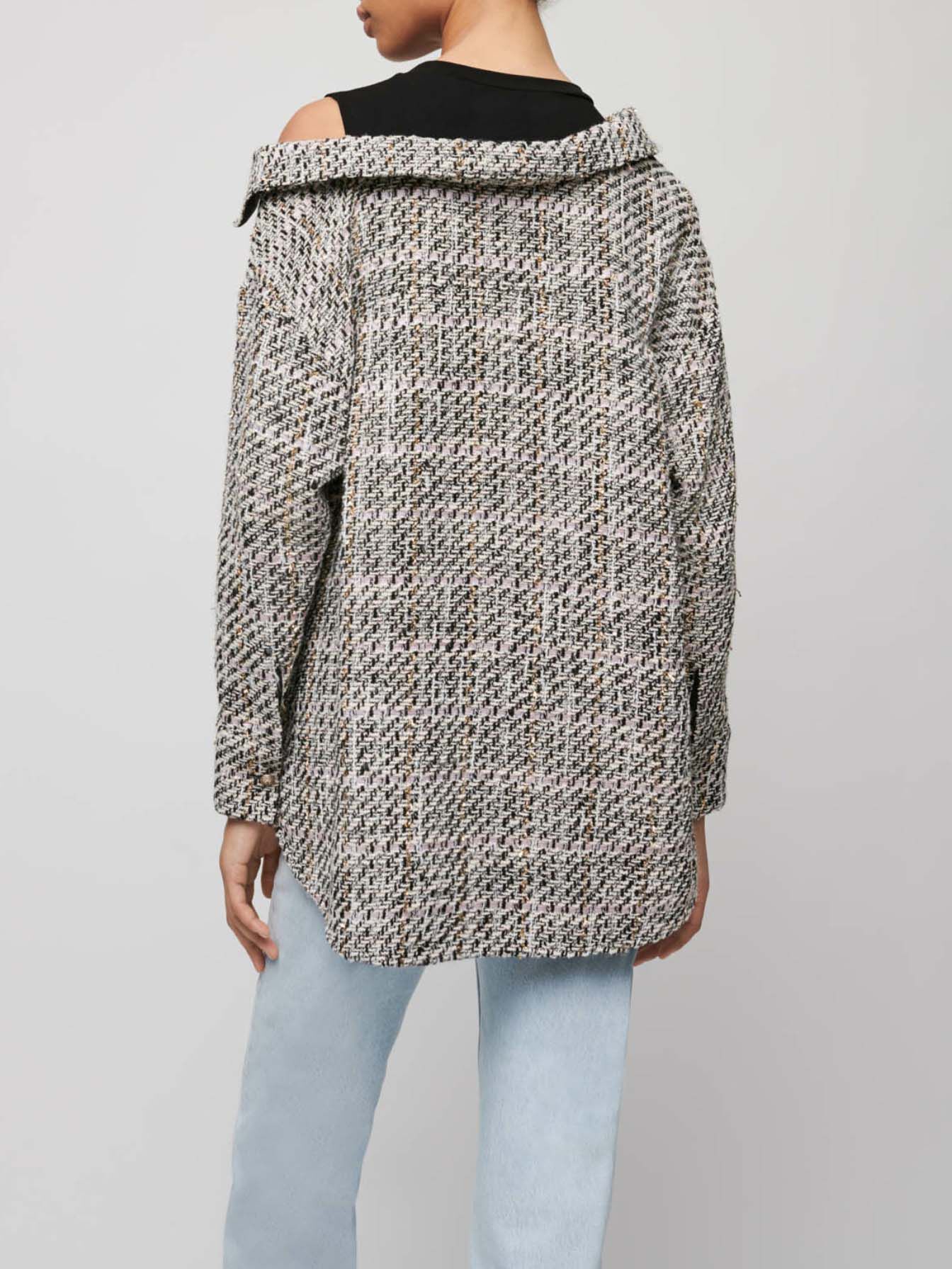Cămașă trompe l'oeil în stil tweed - Roz deschis