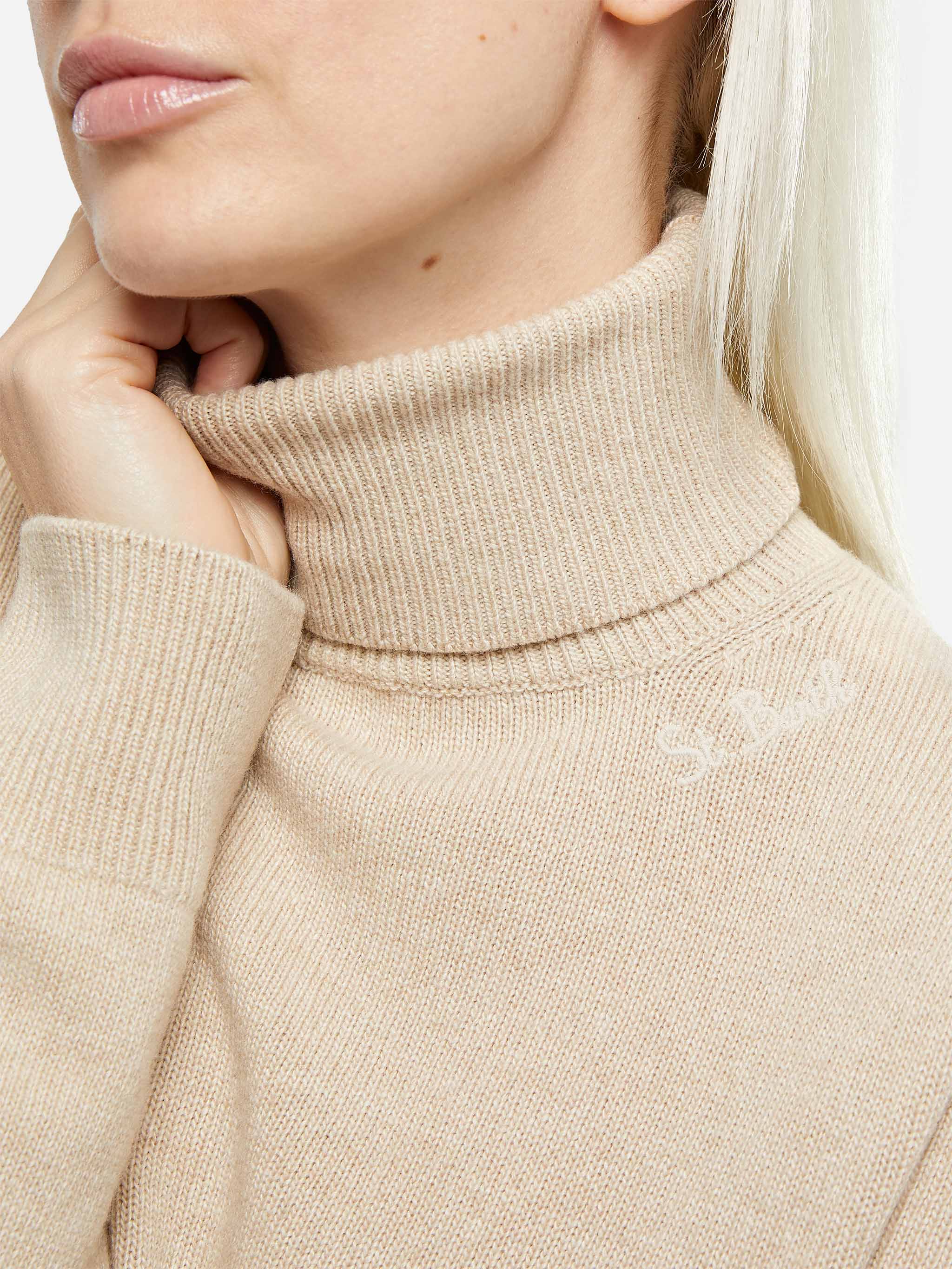 Moody Beige Finribbet Sweater til Kvinder