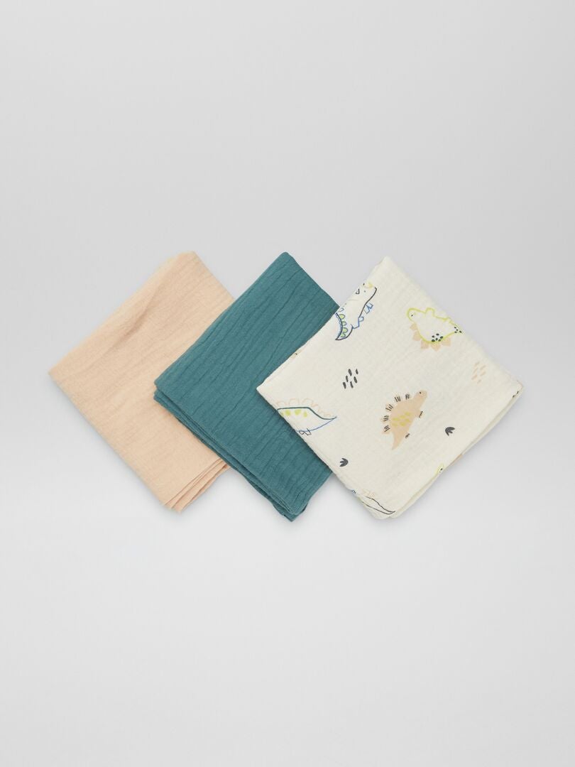 Set van 3 katoenen gaasdekens - WIT