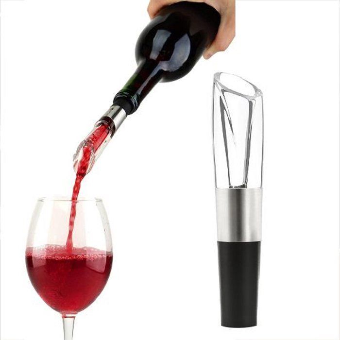 Carafe à vin - DEMA - Décantation instantanée - Bec verseur anti-goutte - Bouchon à vide pour fraîcheur prolongée