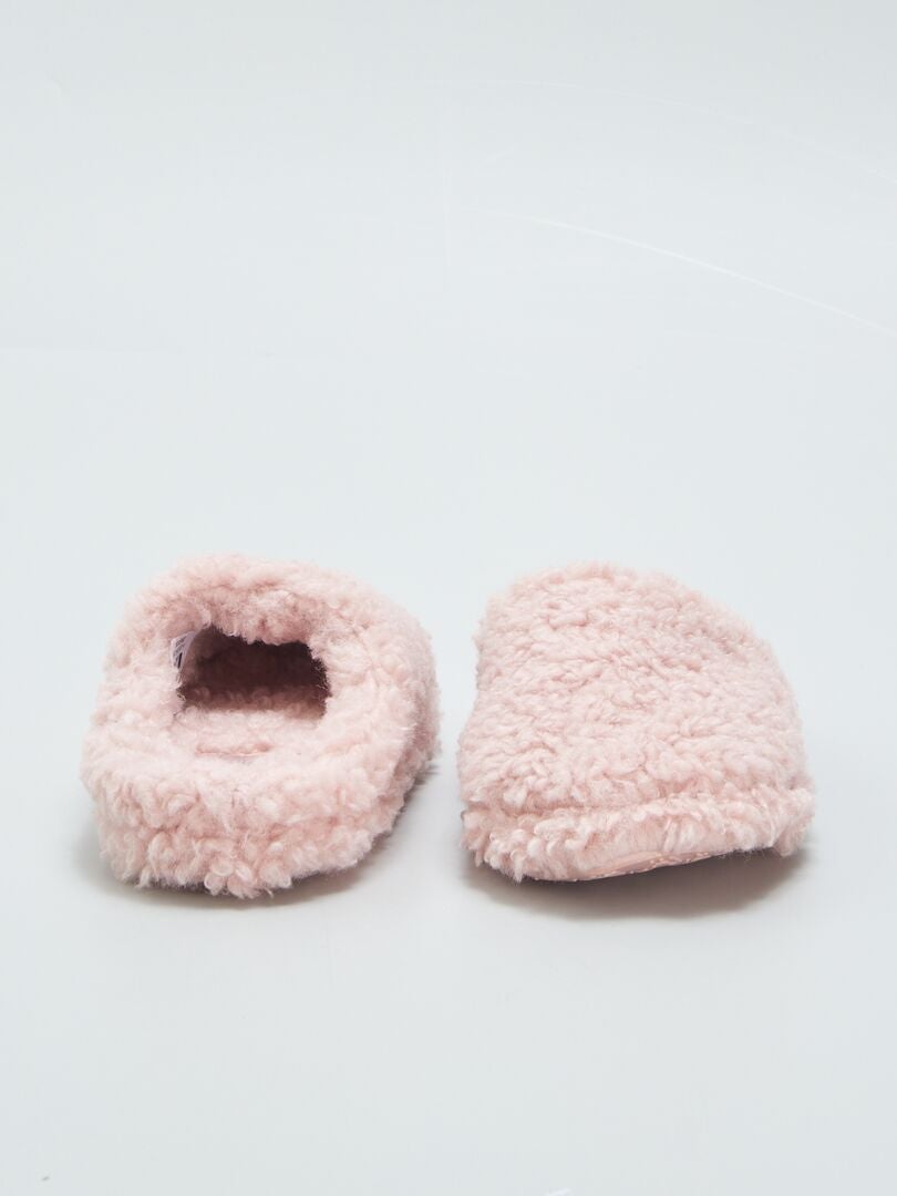 Pantuflas tipo mule de sherpa - ROSA