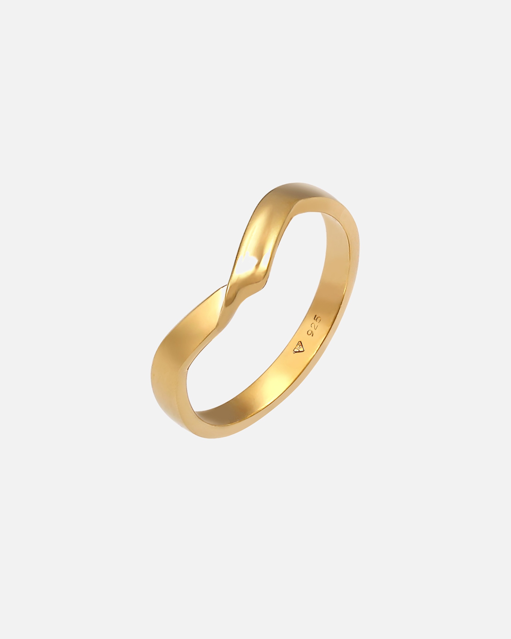 Elli Bague pour dames en forme de V Tendance tordue Basic Minimal en argent sterling 925