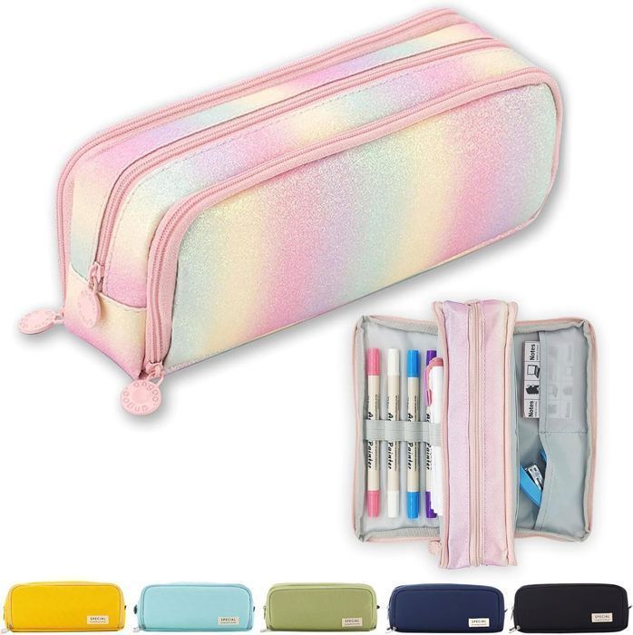 Trousse à Crayons pour Adolescents et Filles - 3 Compartiments - Grande capacité - pour l'école et Le Bureau (Plus de Couleurs)