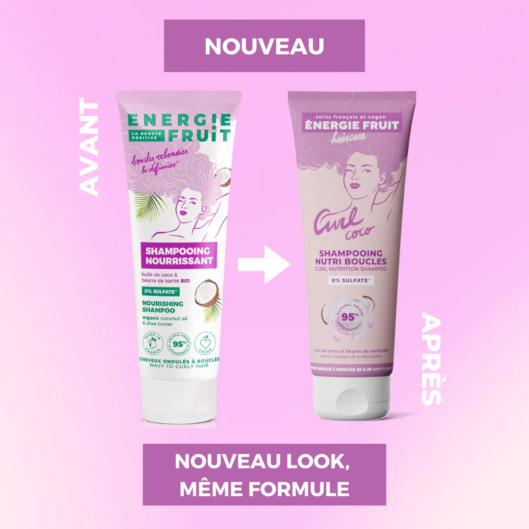 Energie Fruit shampooing nourissant sans sulfate - cheveux ondules a boucles - coco & huile de karité bio