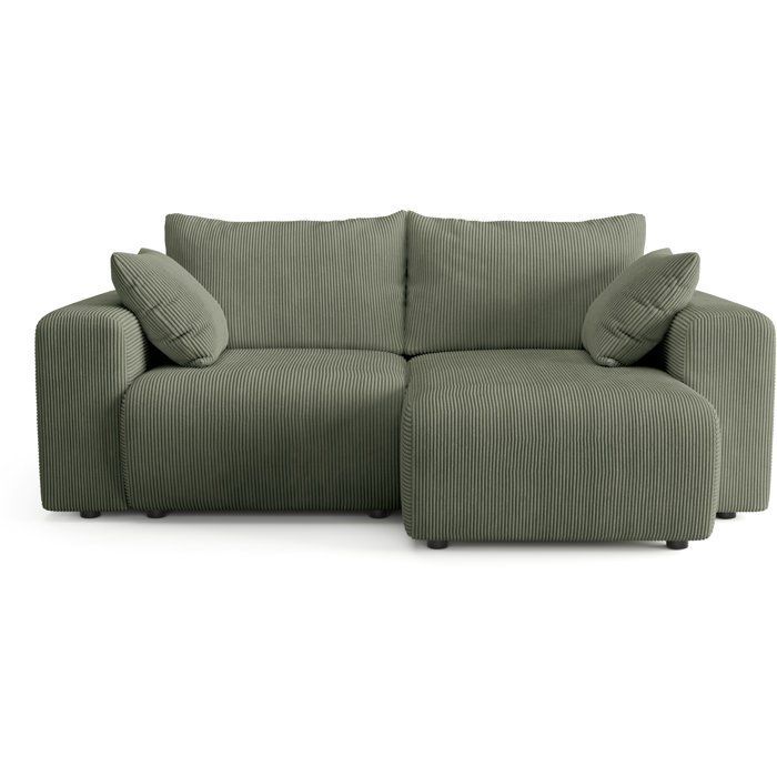 Canapé fixe d'angle réversible - 4 places - BOGOTA - Tissu Vert - 227 x 138 x 86 cm