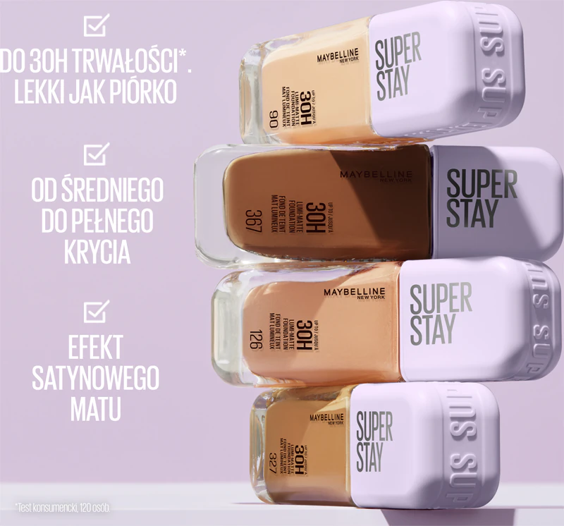 MAYBELLINE NEW YORK SuperStay Lumi-Matte lichtgewicht foundation voor een langdurig resultaat.
