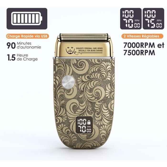 Afeitadora eléctrica para hombre, recortadora de barba y pelo, para cabeza calva, recargable, con lámina y 2 cuchillas, regalo [J87]