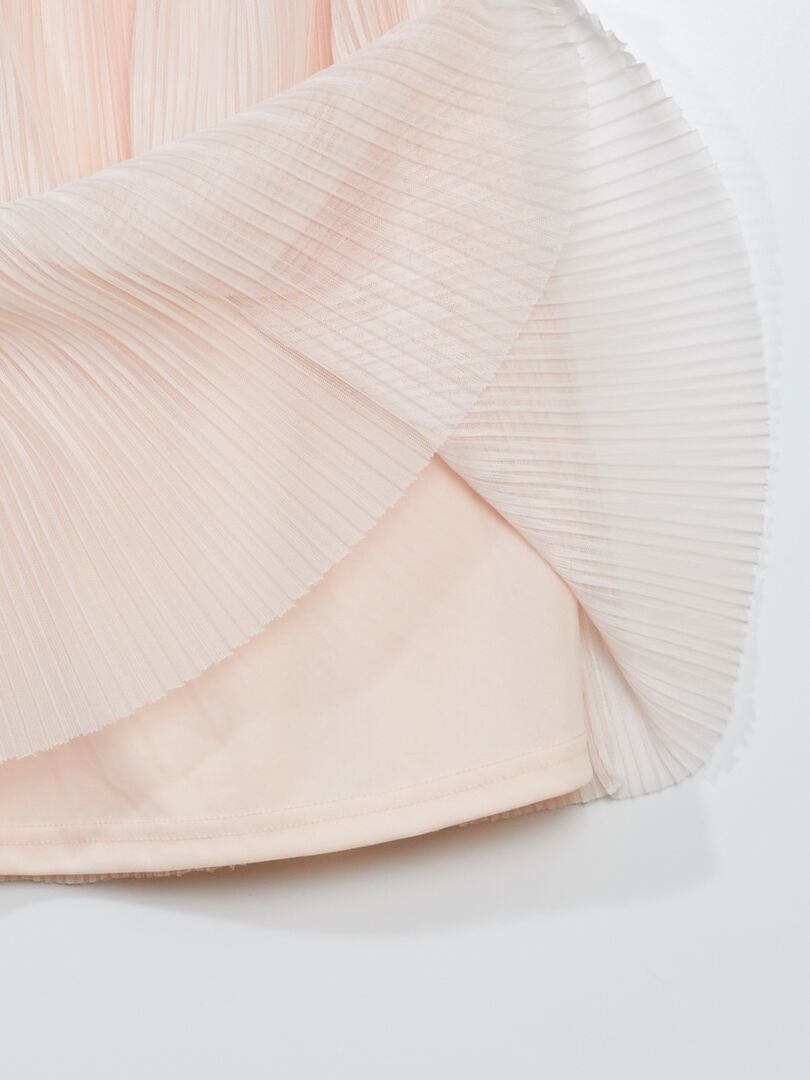 Falda plisada de tul con cinturón de lentejuelas - ROSA