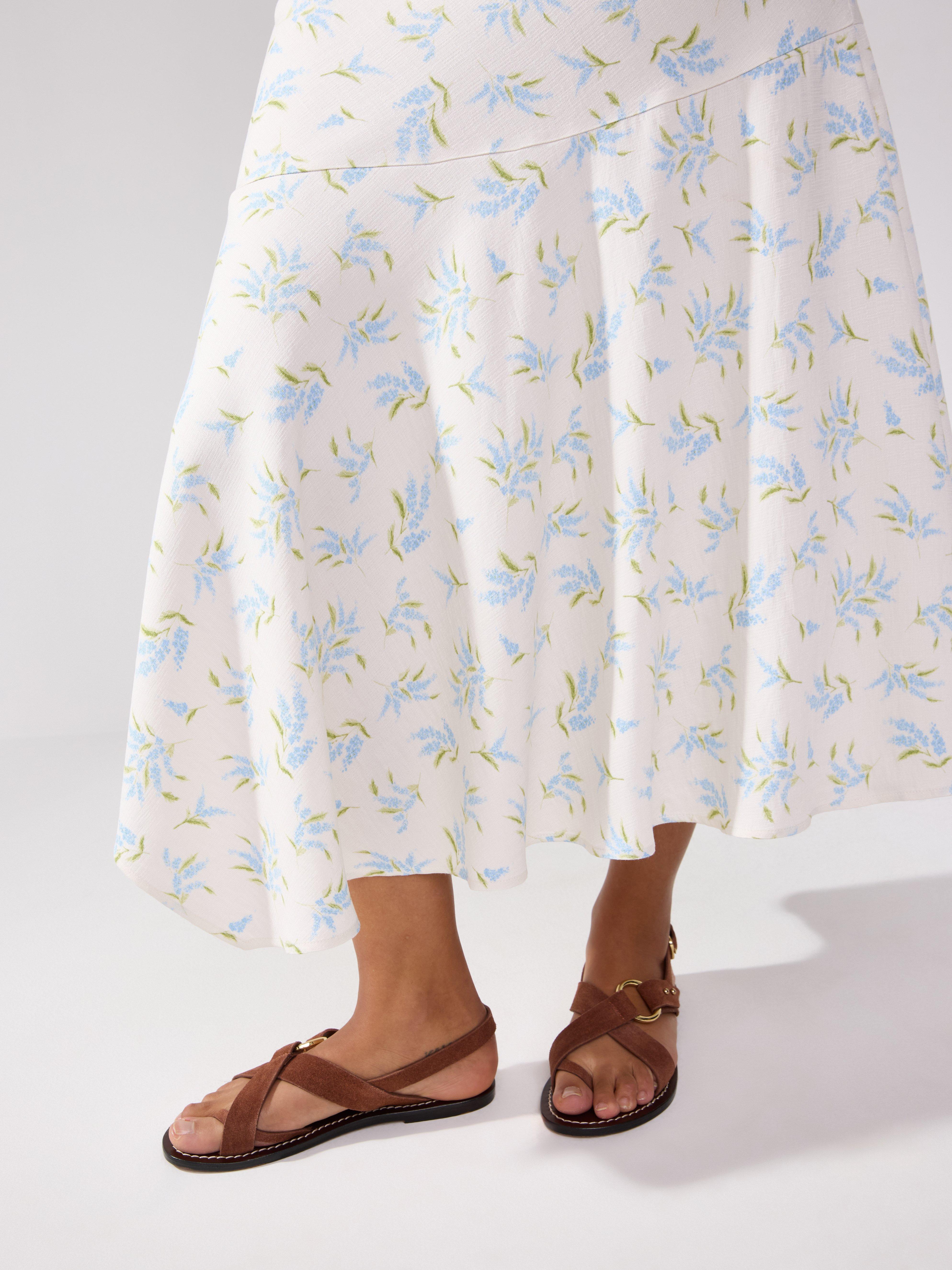 Saia de tecido plano em viscose off-white