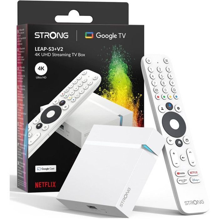 STRONG - LEAP-S3+V2 - Streaming Box Google TV 4K - Chromecast - Wifi - Bluetooth -Assistant Vocal Google - Dolby Atmos/Vision - HDR