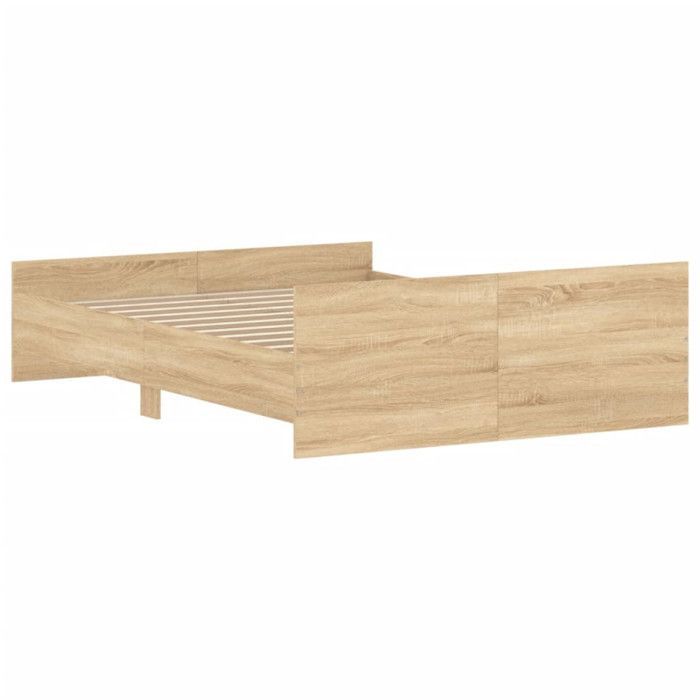 Estructura de cama vidaXL, cabecero y piecero, roble Sonoma, 140x190 cm, 3203784