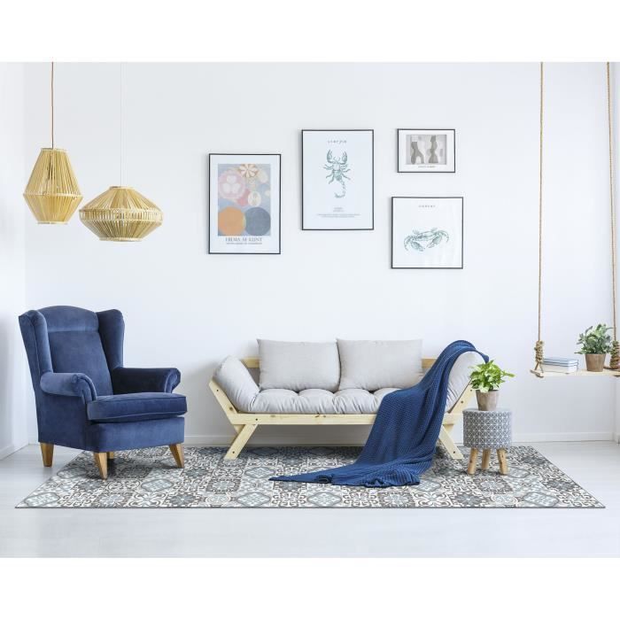Tapis Vinyle - Panorama - Triana - Carreaux Ciments - Gris - 40x80 cm