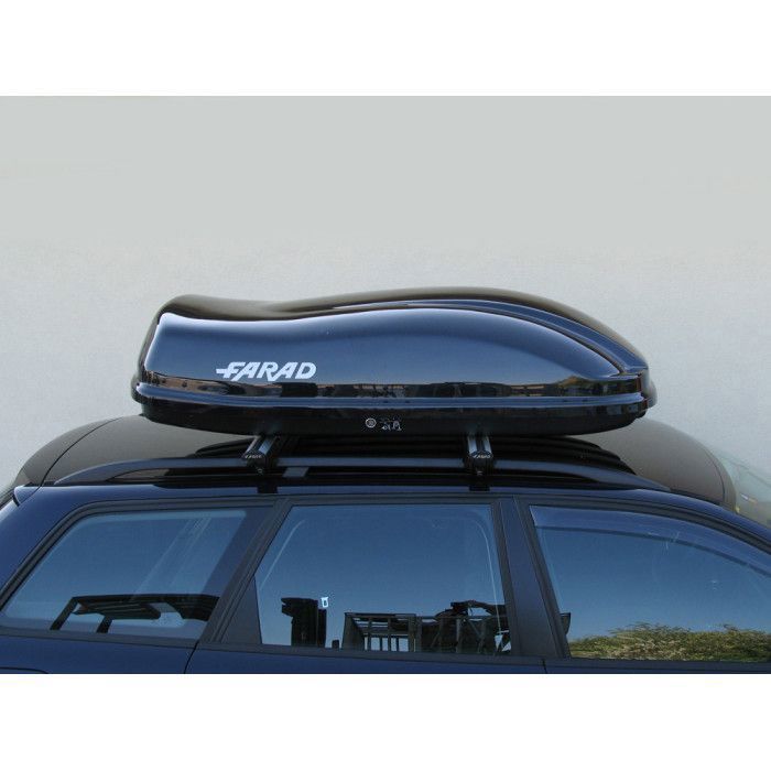 Cofre de techo FARAD F3 Marlin de 400 litros, color negro metalizado.