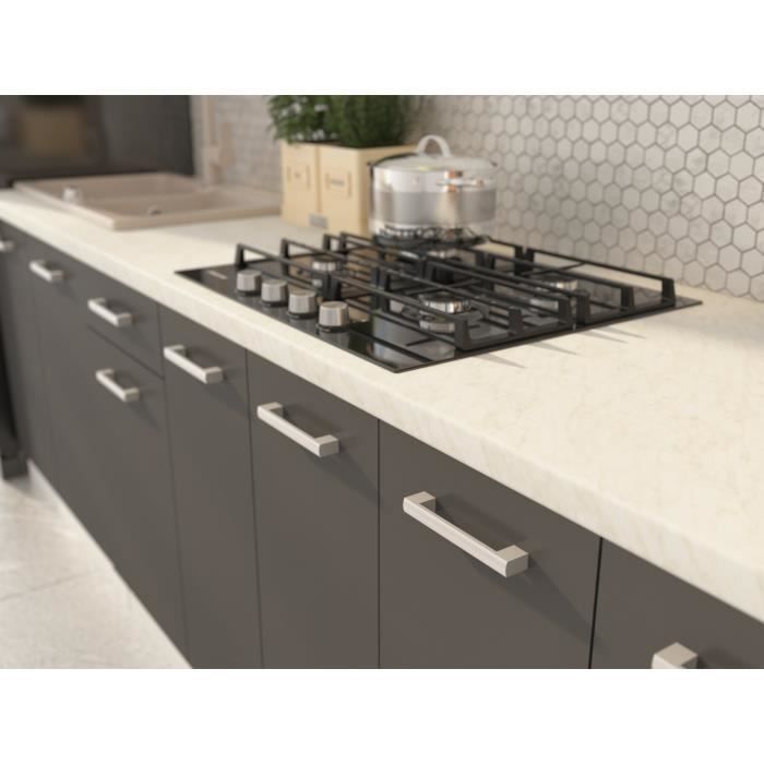Cocina completa ULTRA con columna de horno y encimera incluidas - Ancho 300 cm - 9 módulos - Gris mate