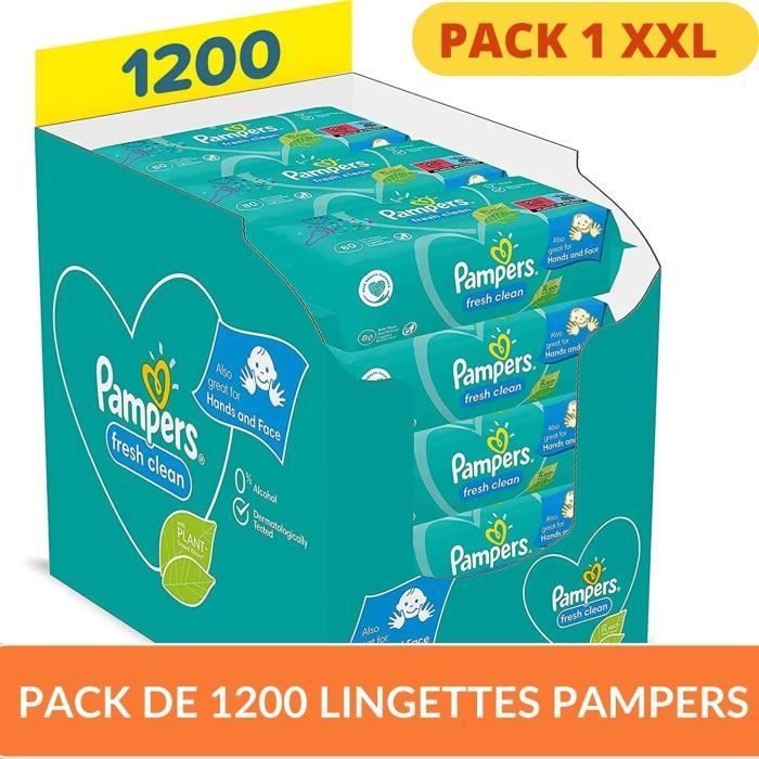 Babydoekjes - PAMPERS - Fresh Clean - 1200 doekjes - 0% alcohol - Zacht en sterk