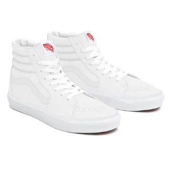 Total White Leather Sk8-Hi personalizzate a calzata ampia