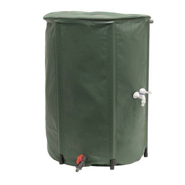 EDA - Serbatoio per acqua flessibile e pieghevole da 500 litri - con filtro a rete + 2 rubinetti - Resistente alle intemperie - Ø 80 x H.98 cm