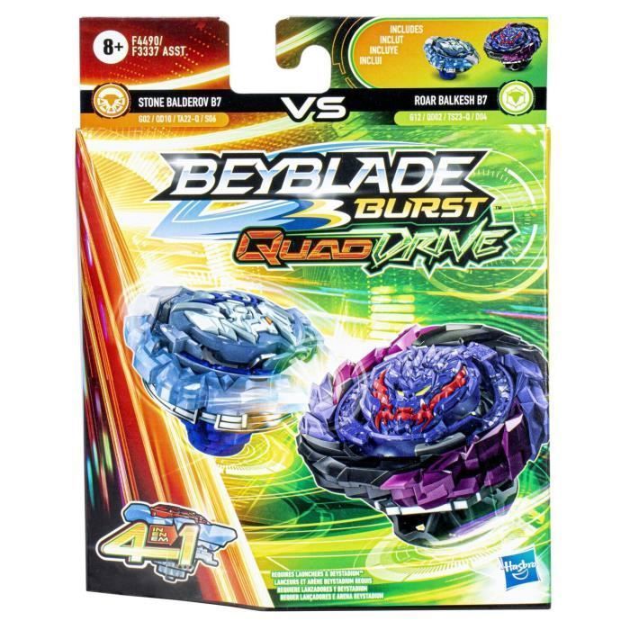 2 trompos Beyblade Burst Quad Drive: Stone Baldero B7 VS Roar Balkesh B7
