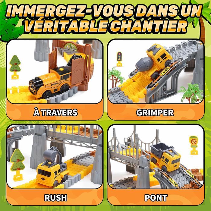 Circuit de Course pour Enfants, MARSEE Jeu d'ingénierie avec Pistes Flexibles, pour garçons et Filles 3 à 6 Ans(178 pièces)