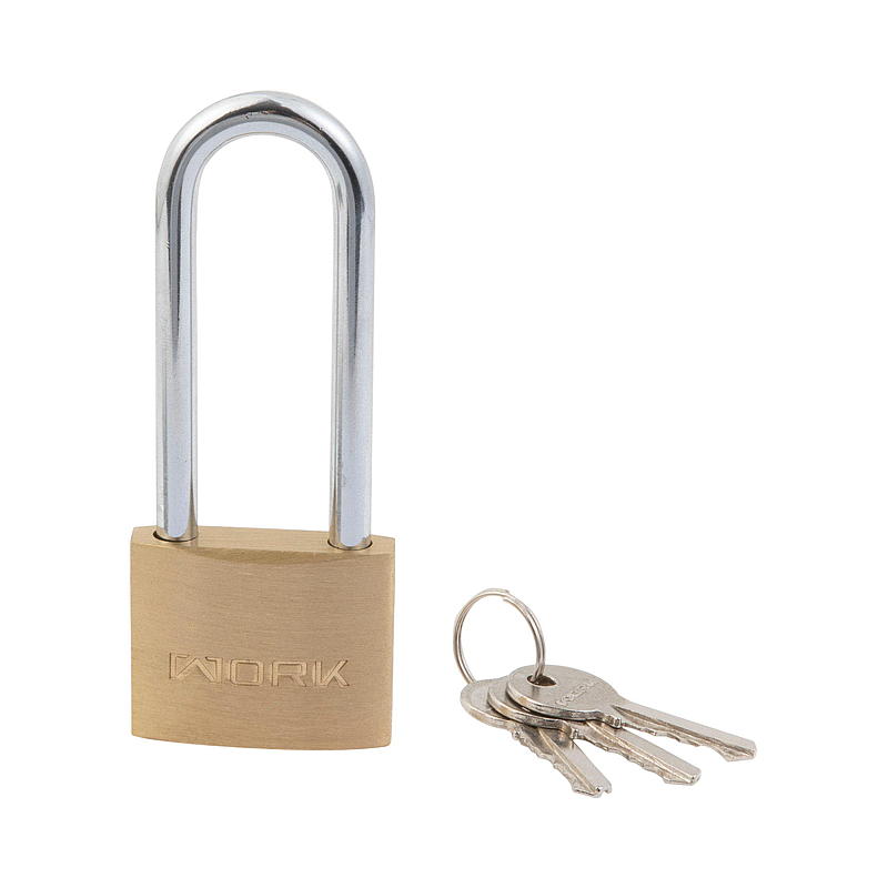 Arbetshänglås 40 mm mässing, lång bygel