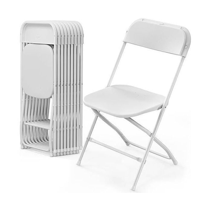 Sillas plegables de jardín, paquete de 10, para reuniones, fiestas, bodas y recepciones - Blancas