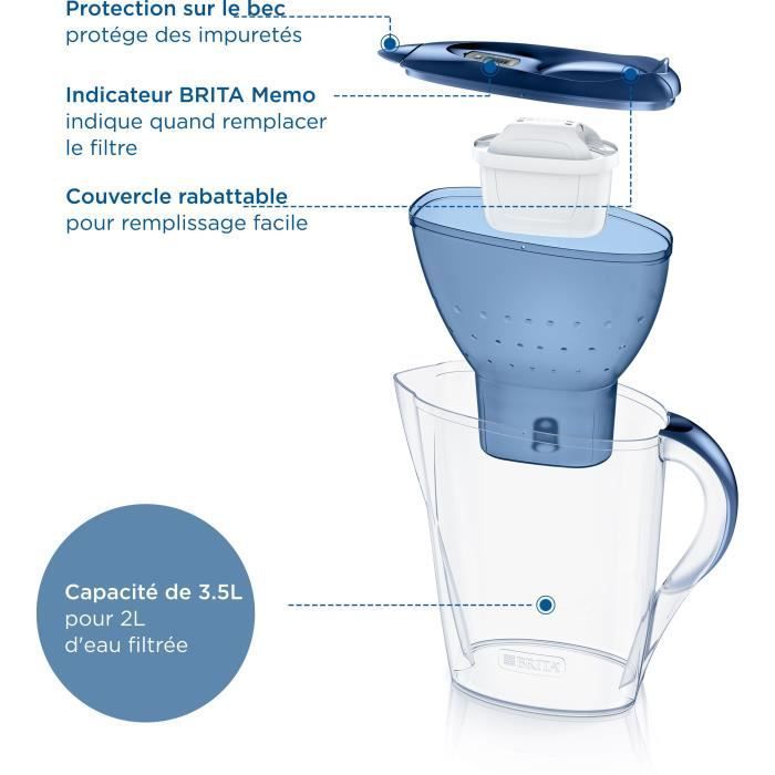 Jarra filtrante BRITA Marella Blue XL - Capacidade de 3,5L (2,5L de água filtrada) - Inclui 1 cartucho Maxtra Pro All-In-1