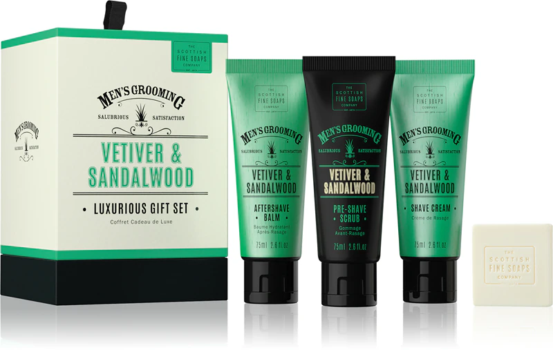 Scottish Fine Soaps miesten parranhoitosetti vetiveria ja santelipuuta