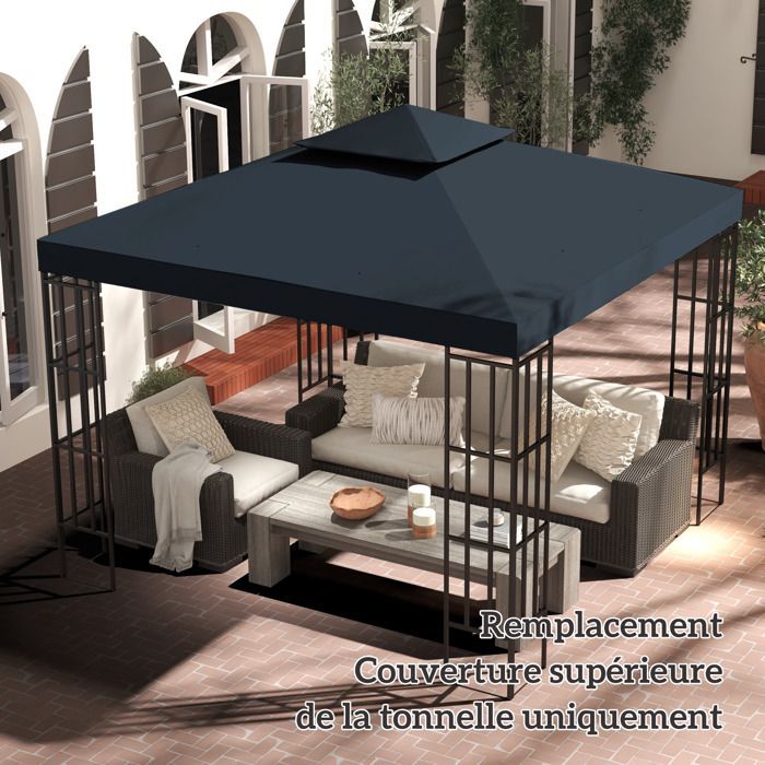 Replacement canopy for gazebo - Outsunny - 3 x 3 m - high-density polyester 180 g/m² - dark grey