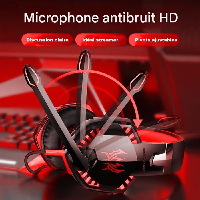 Casque Compatible PS5 - Son Stéréo - Néodyme de 40 mm - Micro rabattable,Pour PS5,PS4,Xbox,Nintendo,PC