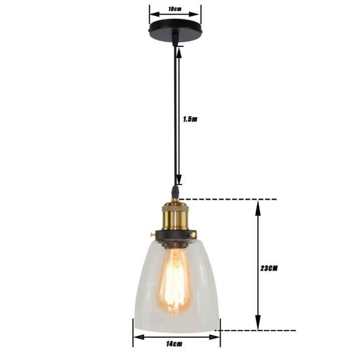 WOTTES Retro Glazen Hanglamp Industriële Vintage Kroonluchter Plafondlamp Transparant Design Lamp Ø14CM 1 stuk