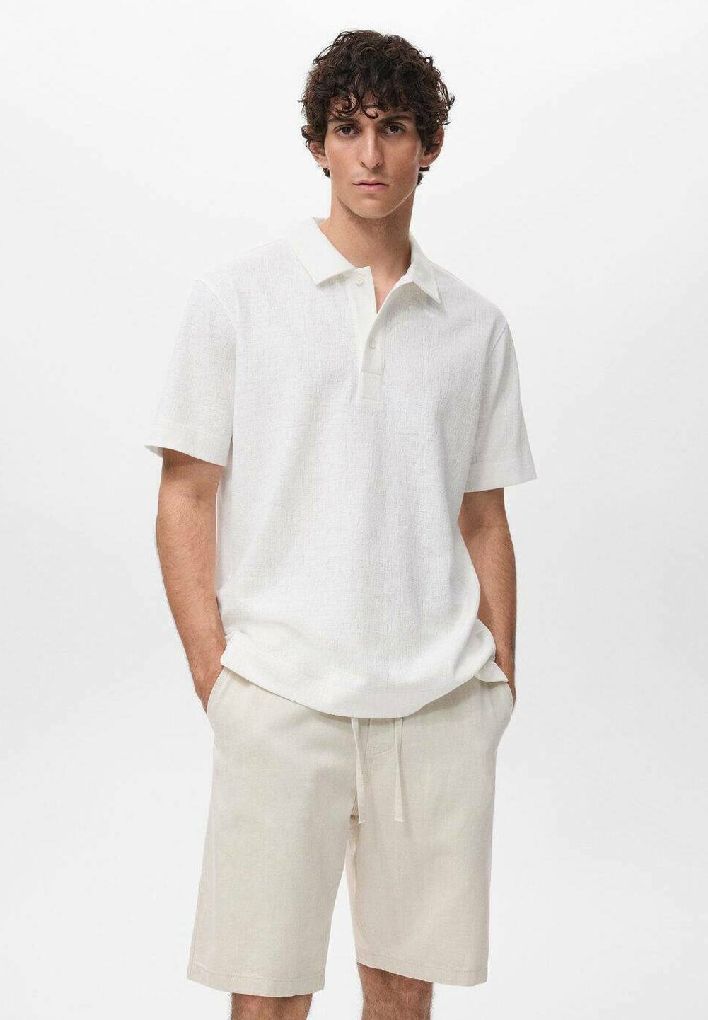 Polo structuré Mango - blanc cassé