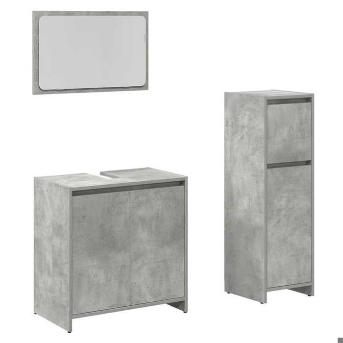 Ensemble de meubles de salle de bain - KALISSE - 3 pièces - Gris béton - Bois d'ingénierie - 60 kg max