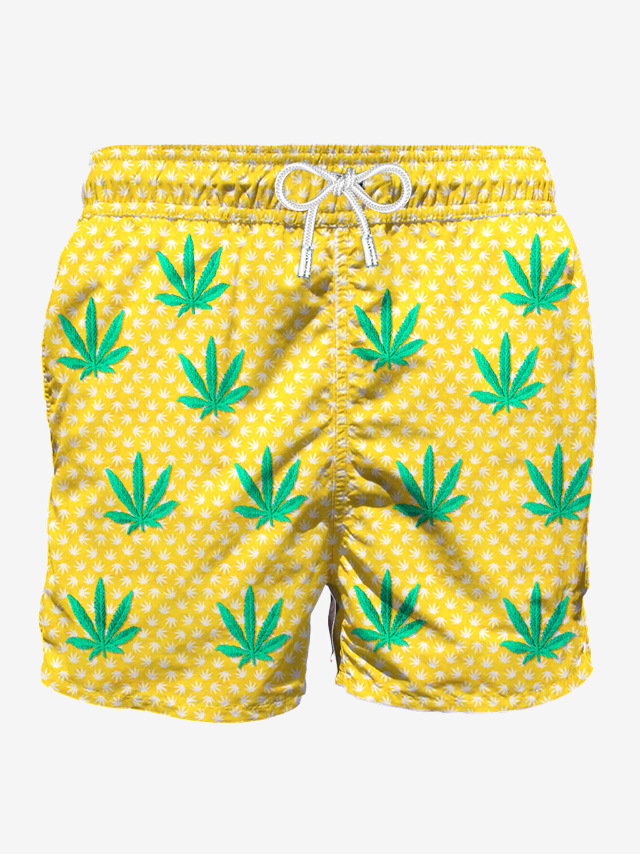 Costume da bagno di media lunghezza con foglie ricamate