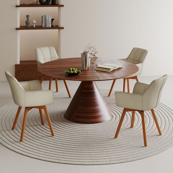 WAFTING 4er-Set drehbare Esszimmerstühle mit Armlehnen, gepolsterter Sessel mit Baumwollrückenlehne, Beige