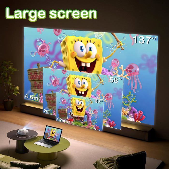 Videoprojecteur Portable Pour Enfants, Cadeau Pour Regarder Des Dessins Animés/Films, Image 137 Pouces, 480P, Compatible Tv[XV114]