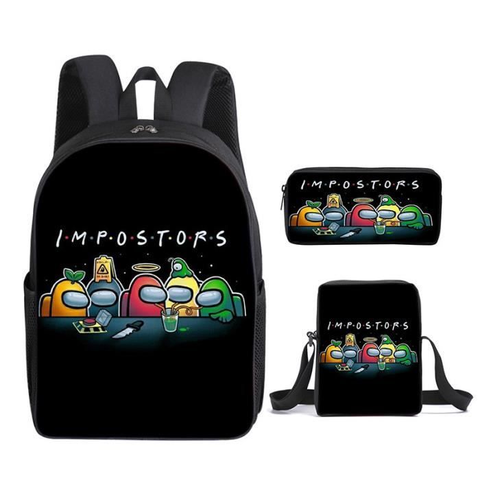 Sac à dos de fan de jeu Among Us - ZPPSHOP - 3 pièces - Noir - Enfant - Bandoulière