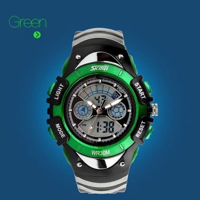 SHARPHY® Sport Montre Enfant Garcon de Marque Numérique Analogique Watch Etanche Vert Meilleur Qualité