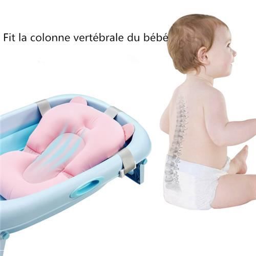 Tapis de Bain Antiderapant Bebe Douche - Coussin de Bain Bebe Flottant de Support - Rose
