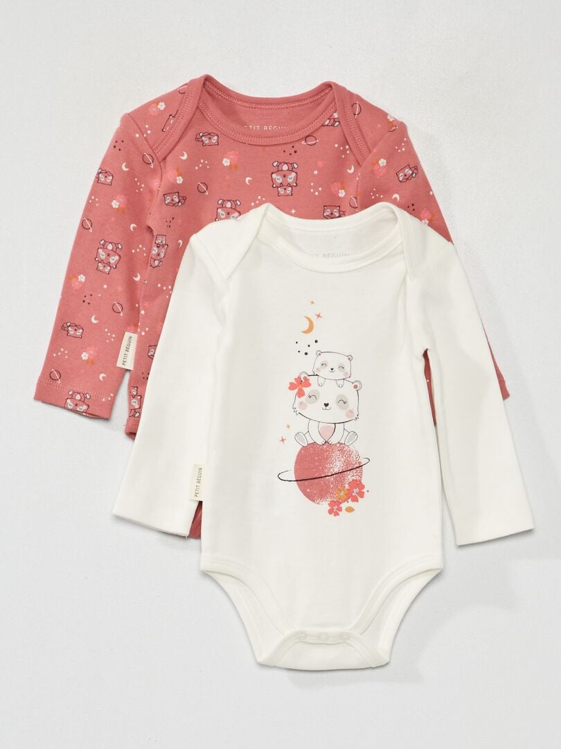 Conjunto de 2 bodys 'Petit Beguin' - blanco/rosa