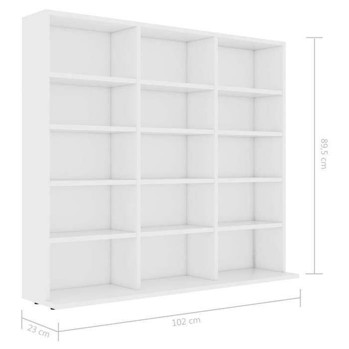 CLOUD Armoire à CD Armoire de rangement - bibliothèque Blanc 102x23x89,5 cm Bois d’ingénierie CHYNEW1648842