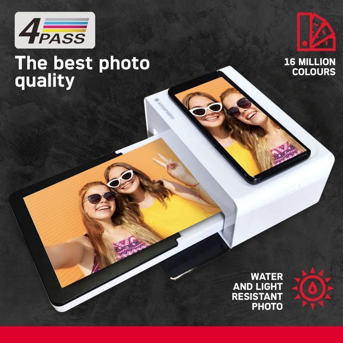 AGFA PHOTO Realipix Moments Printer Pack + 120 Photo Cartridges - Bluetooth Photo Printing 10x15 cm Smartphone - White